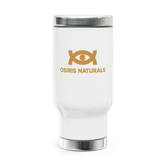 Osiris Natural Stainless Steel Travel Mug with Handle - 14oz Insulated Coffee Cup